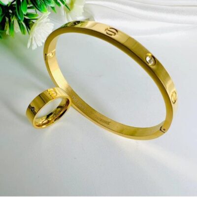 LuxeBond Gold Bracelet & Ring Set
