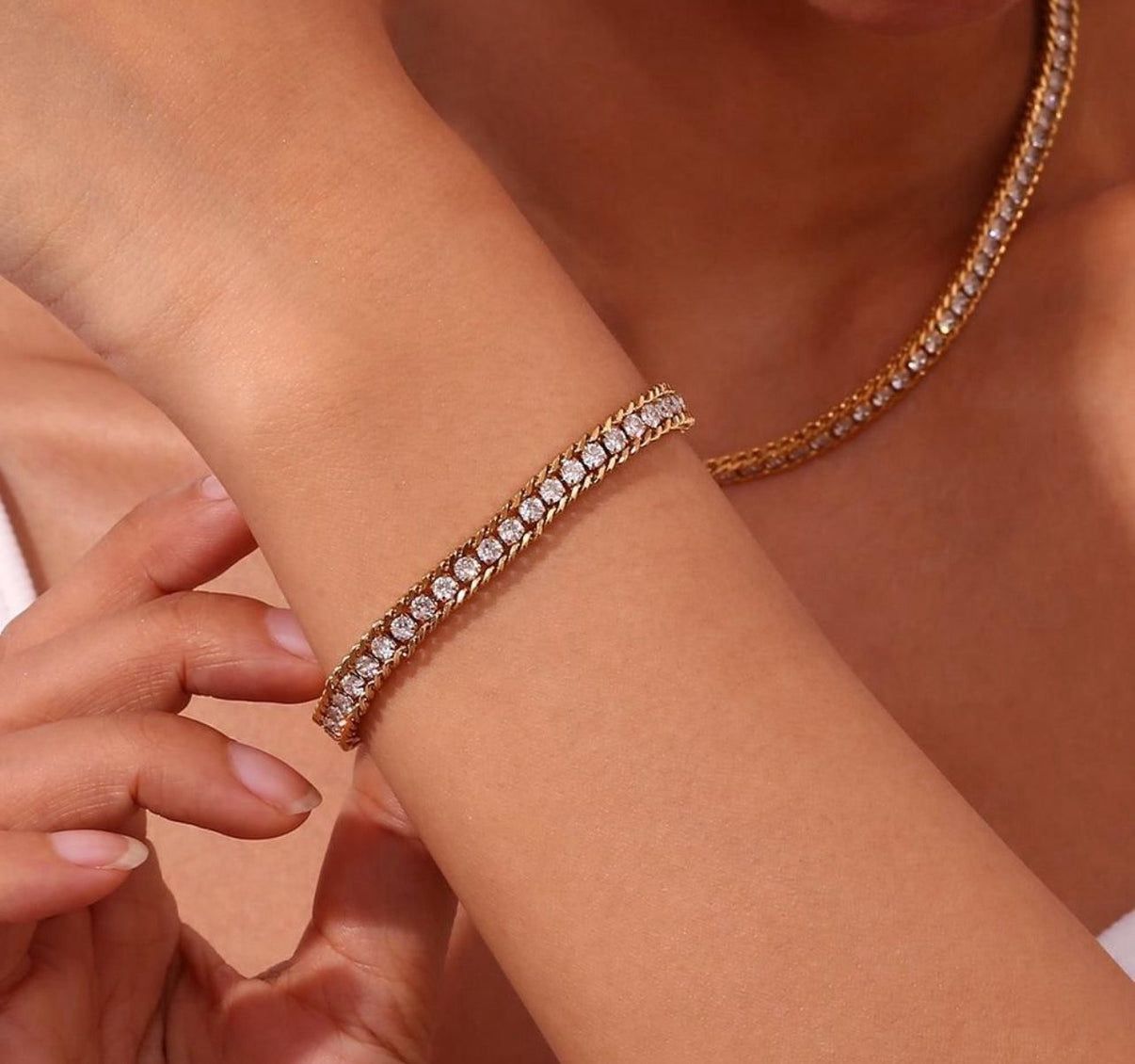 Stainless steel lustre set high shine necklace and earrings anti-tarnish Nur-e-Niqab