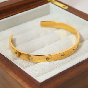 Sleek openable star cuff bangle stainless steel anti-tarnish Nur-e-Niqab