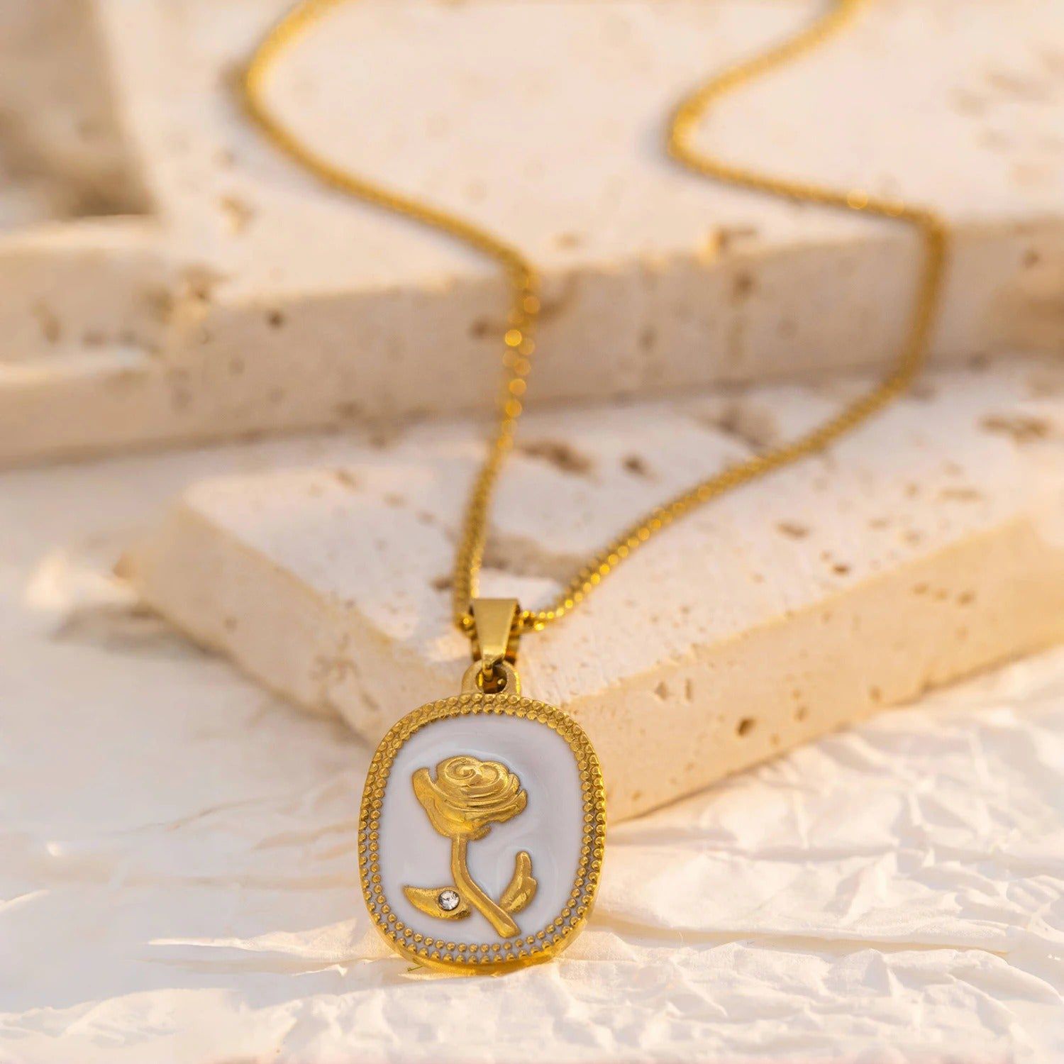 Stainless Steel Rose Necklce - Image 2