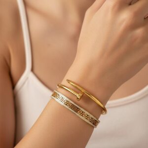 Versace bangle and Cartier inspired nail bracelet set anti-tarnish waterproof Nur-e-Niqab