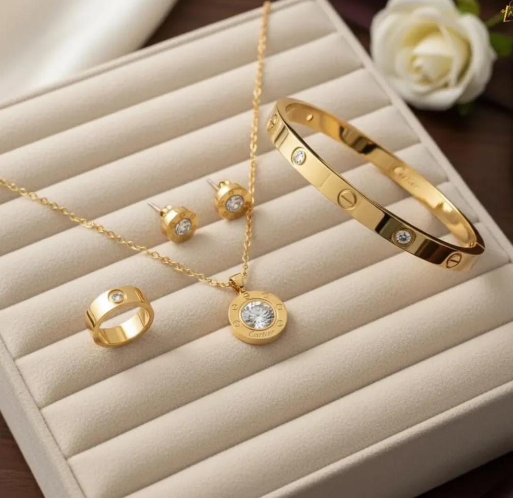 Cartier Timeless set screw motif necklace and earrings anti-tarnish Nur-e-Niqab