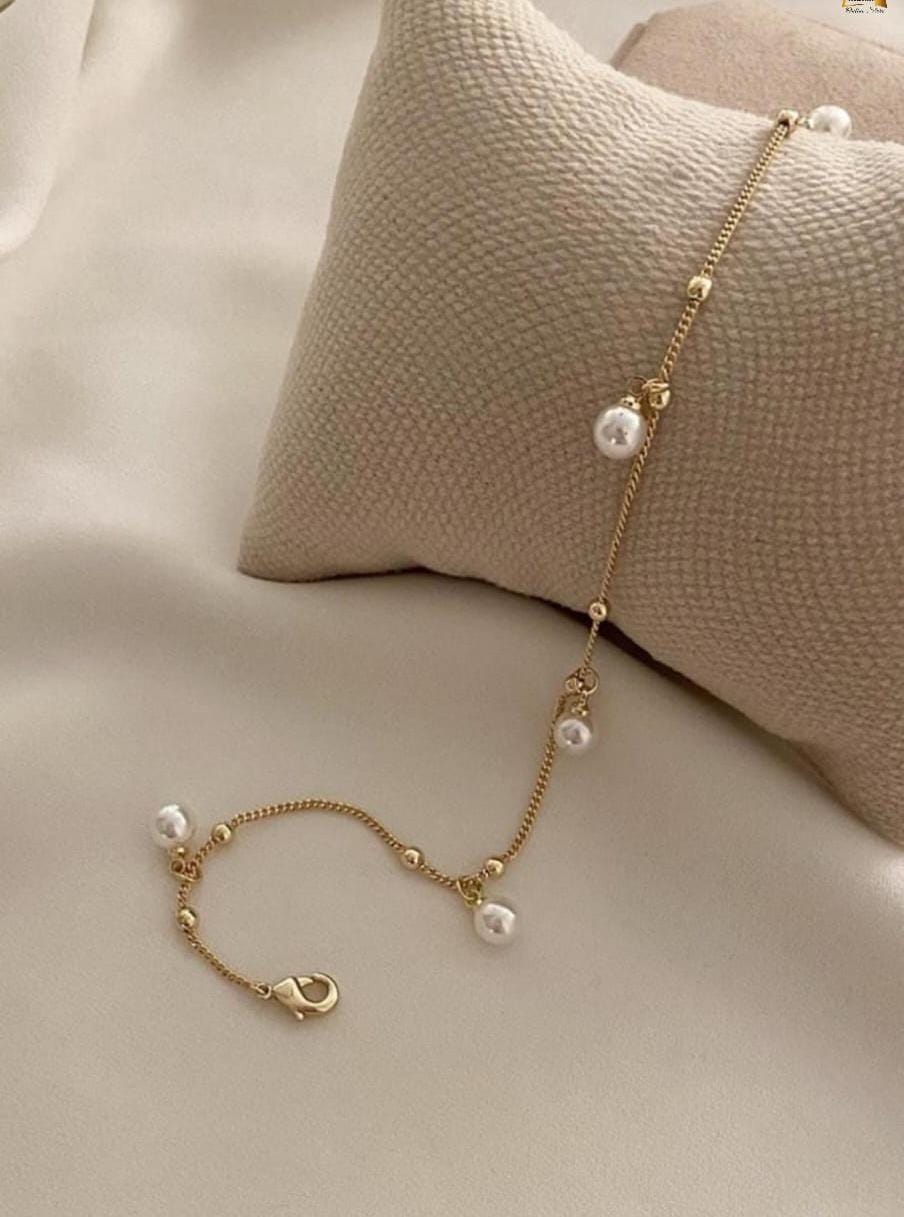 Delicate pearl anklet stainless steel anti-tarnish and waterproof Nur-e-Niqab