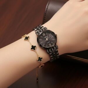 "Nur-e-Niqab women’s Timepiece black chain watch"